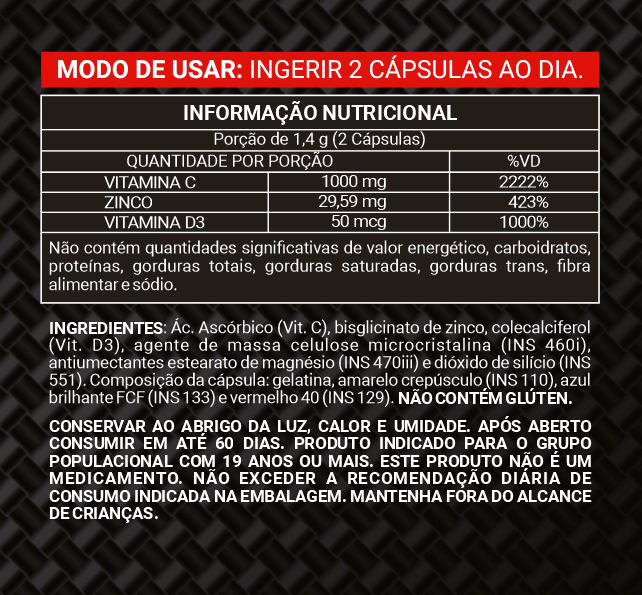 +IMUNE vitamina C, Zinco e vitamina D3 Alicamp 60 Cápsulas - Imagem 8