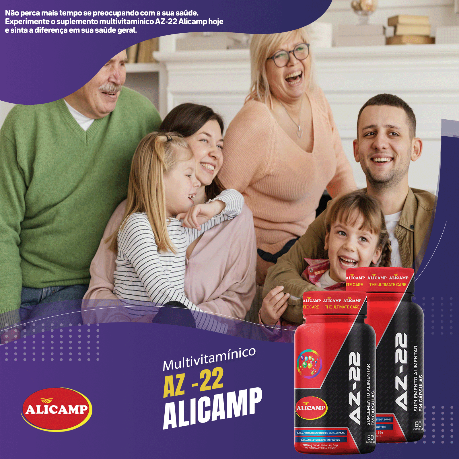 MULTIVITAMÍNICO ALICAMP AZ 22 60 CAPS - Imagem 4
