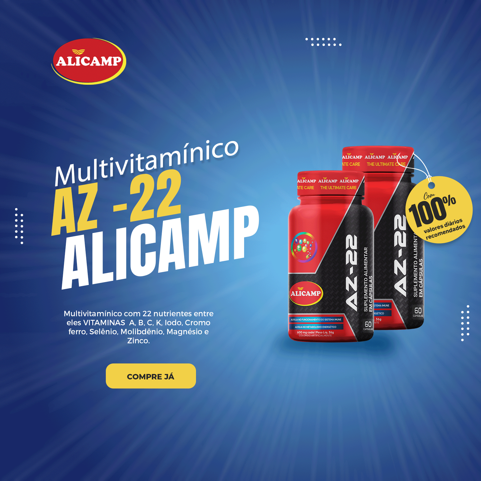 MULTIVITAMÍNICO ALICAMP AZ 22 60 CAPS - Imagem 2